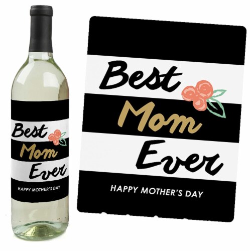 Big Dot of Happiness Best Mom Ever - Mother's Day Gift - Wine Bottle Label Stickers 4 Ct Perspective: back