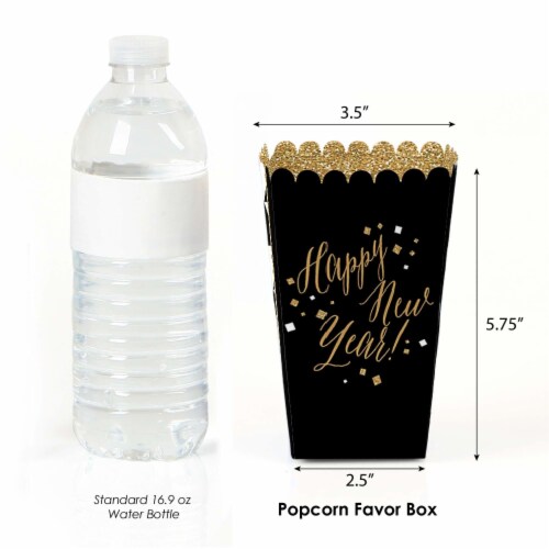 Big Dot of Happiness New Year's Eve Gold New Years Eve Party Favor Popcorn Treat Boxes 12 Ct Perspective: back