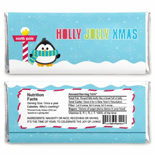 Big Dot of Happiness Holly Jolly Penguin - Candy Bar Wrapper Christmas Party Favors - 24 Ct Perspective: back