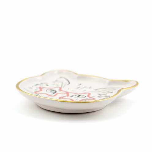 Cat Dish Plate | Small Ceramic Catchall Dish For Treats, Keys, Change, & More Perspective: back