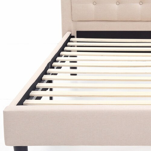 Classic brands mornington upholstered platform bed headboard and metal frame with wood slat support discount