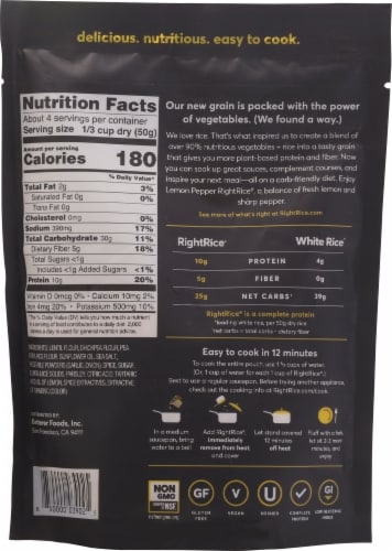 RightRice Lemon Pepper Vegetable Based Rice Perspective: back