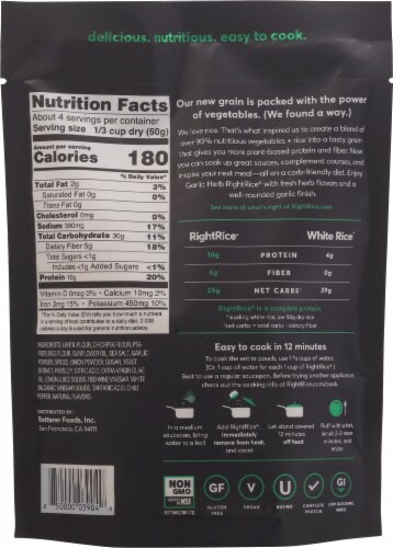RightRice Garlic Herb Vegetable Based Rice Perspective: back