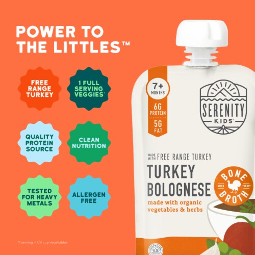 Serenity Kids Turkey Bolognese with Bone Broth, Organic Vegetables & Herbs Pouch, 3.5oz Perspective: back
