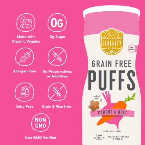 Serenity Kids Grain Free Puffs, Carrot & Beet, 1.5oz Perspective: back