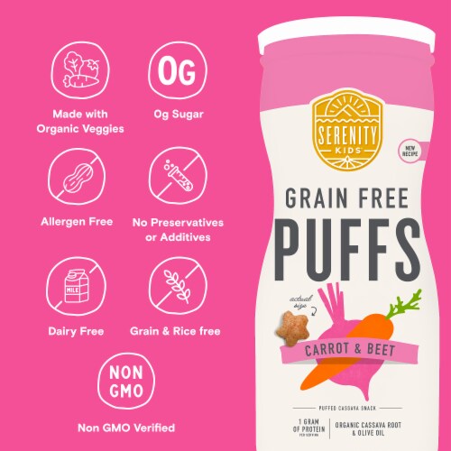 Serenity Kids Grain Free Puffs, Carrot & Beet, 1.5oz Perspective: back