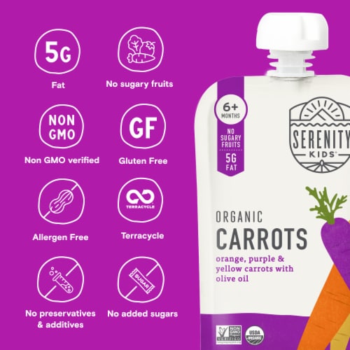 Serenity Kids Organic Carrots with Organic Olive Oil Baby Food Pouch - 3.5oz Perspective: back