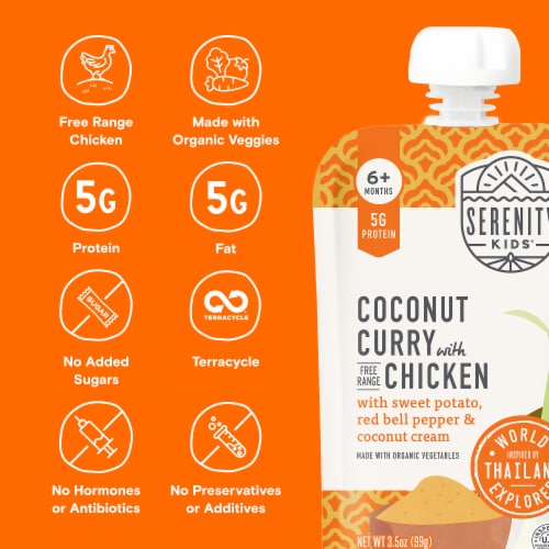 Serenity Kids Coconut Curry Chicken with Organic Vegetables Pouch, 3.5oz Perspective: back
