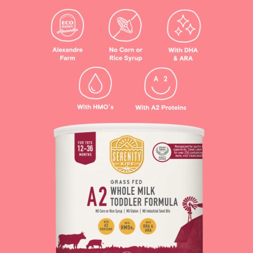 Serenity Kids 12-36 Months Grass Fed A2 Whole Milk Toddler Formula Perspective: back