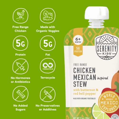 Serenity Kids Chicken Mexican Stew with Organic Vegetables Pouch, 3.5oz Perspective: back