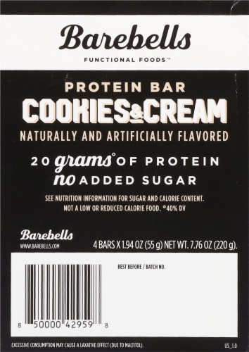 Barebells Cookies & Cream Protein Bars Perspective: back