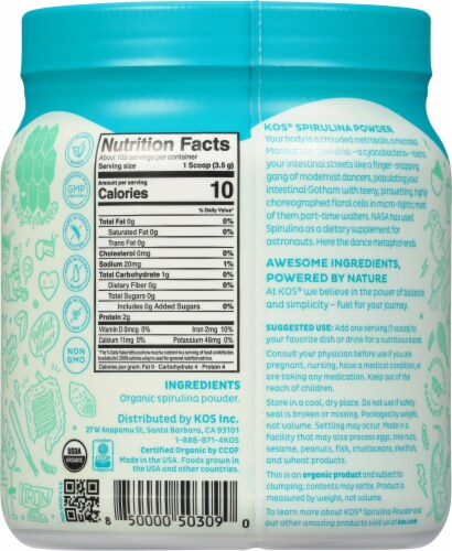 KOS® Organic Spirulina Powder Perspective: back