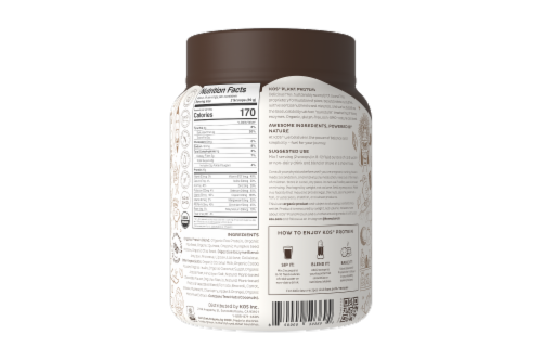 KOS Organic Chocolate Flavor Plant Protein Powder Perspective: back