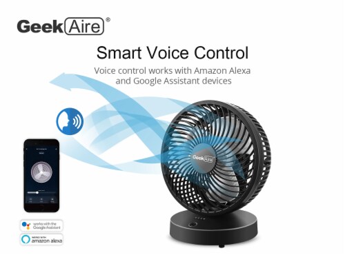 Geek Aire Smart Rechargeable Desktop Turbo Fan - Black Perspective: back