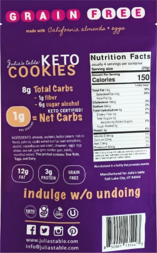 Julia's table™ Gluten Free Snickerdoodle Keto Cookies Perspective: back