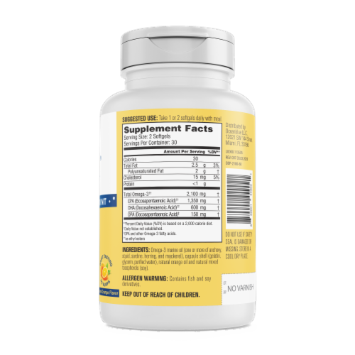Oceanblue® High Potency Natural Orange Flavor Omega-3 2100® Soft Gels 2100mg Perspective: back
