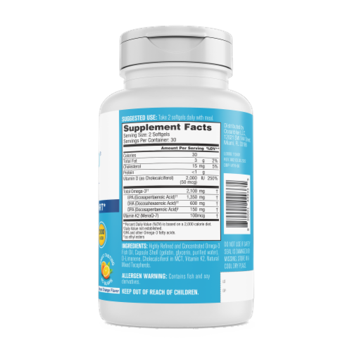 Oceanblue® Professional Omega-3 2100® with D3 and K2 Softgels Perspective: back