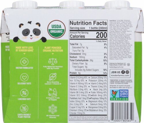Kindersprout® Organic Plant Protein Vanilla Kids Nutrition Shake Drink Perspective: back