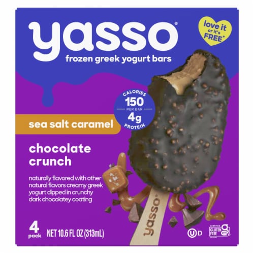 Yasso Salted Caramel Chocolate Crunch Frozen Greek Yogurt Bars Perspective: back