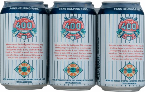 Crystal Lake Brewing Club 400 Ball Park Lager Perspective: back