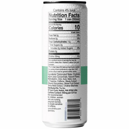 Tru® Focus® Brain Blend Apple Kiwi Energy Drink Perspective: back