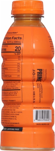 Prime Orange Sports Drink Bottle Perspective: back