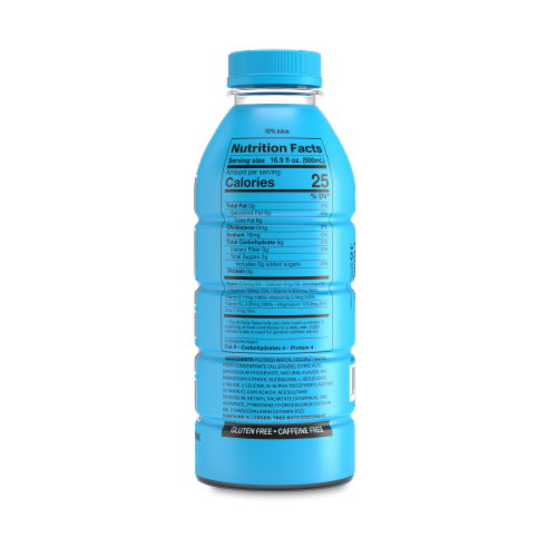 Prime Blue Raspberry Sports Drink Single Bottle Perspective: back