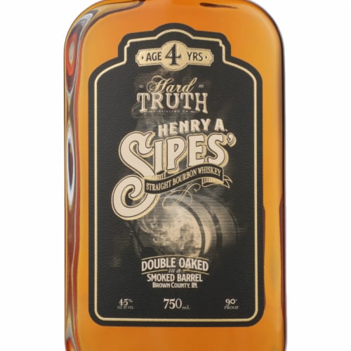 Hard Truth Aged 4 Years Sipes' Double Oaked in a Smoked Barrel Indiana Straight Bourbon Whiskey Perspective: back