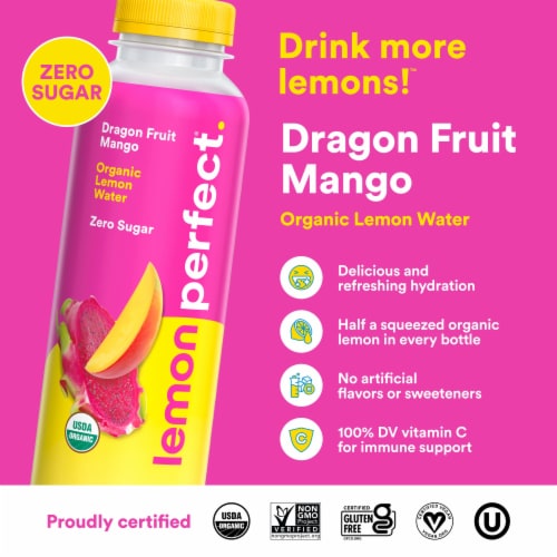 Lemon Perfect Dragon Fruit Organic Lemon Water Perspective: back