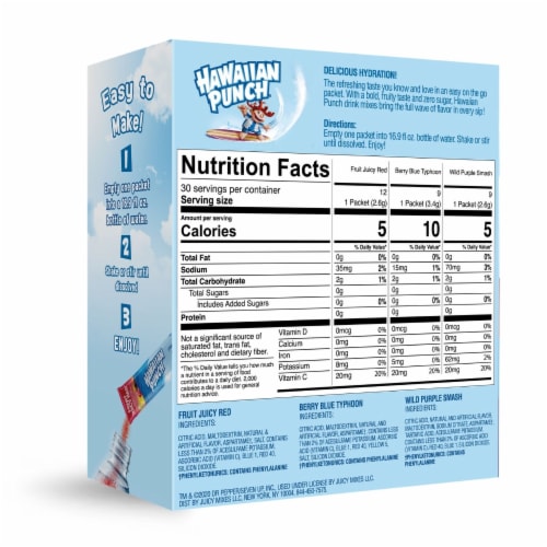 Hawaiian Punch® Sugar Free Drink Mix Sticks Variety Pack Perspective: back