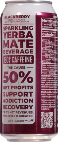 Clean® Cause Blackberry Sparkling Yerba Mate Energy Drink Perspective: back