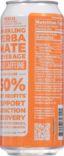 Clean Cause® Peach Sparkling Yerba Mate Energy Drink Perspective: back