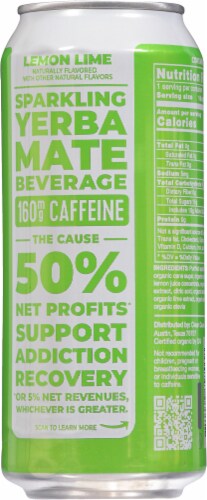 Clean Cause Lemon-Lime Sparkling Yerba Mate Energy Drink Perspective: back