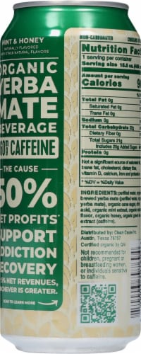 Clean® Cause Non-Carbonated Organic Yerba Mate Mint & Honey Tea Single Can Perspective: back