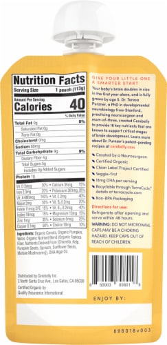 Cerebelly® Organic Carrot Pumpkin Baby and Toddler Stage 2 Baby Food Perspective: back