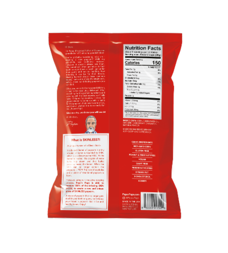 Papa’s Pops Sweet Cinnamon Skinless Popcorn Perspective: back