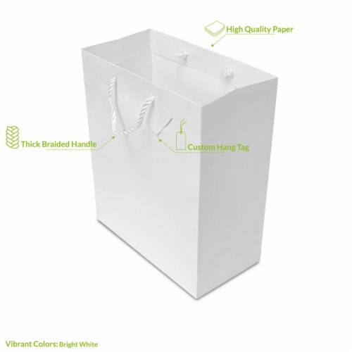 Occasionall Designer Small White Paper Gift Wrap Bags with Handles Colors Bulk 12Pack 6x3x7.5 Perspective: back