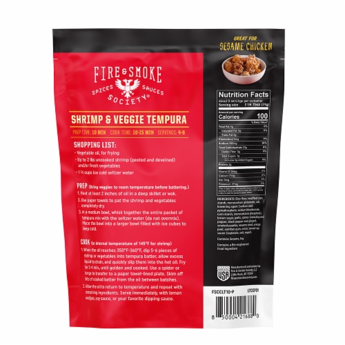 Fire & Smoke Society® Lucky Tempura™ Crispy Coatings® Seasoned Tempura Batter Mix Perspective: back