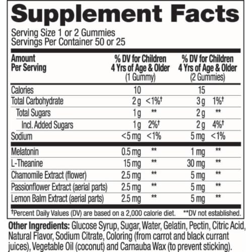 OLLY Kids Sleep Raspberry Flavor Gummy Supplement Melatonin .5mg Perspective: back