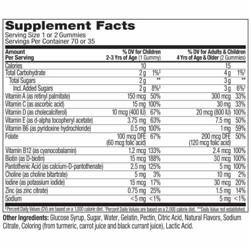 OLLY Kids Multivitamin Fruit Punch Flavor Gummy Worms Supplement Perspective: back