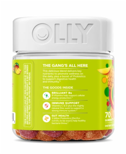 OLLY Multi + Probiotic Adult Multivitamin Gummy, Digestive and Immune Support Perspective: back
