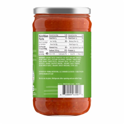 Primal Kitchen Organic Tomato Basil Marinara Sauce Perspective: back