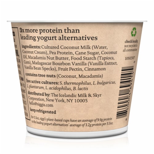 Siggi's® Vanilla Cinnamon Dairy Free Coconut Yogurt Cup Perspective: back