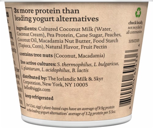 Siggi's™ Plant-Based Coconut Non-Dairy Yogurt Perspective: back