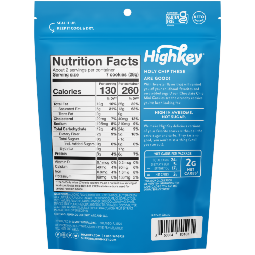 HighKey® Keto Chocolate Chip Mini Cookies Perspective: back