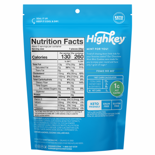 HighKey® Keto Chocolate Mint Mini Cookies Perspective: back