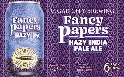 Cigar City Brewing® Fancy Papers Hazy India Pale Ale Craft Beer Cans Perspective: back