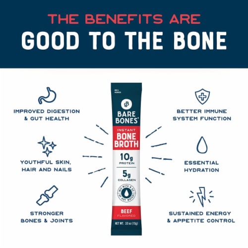 Bare Bones Instant Beef Flavored Bone Broth 4 - 0.53 oz Packets Perspective: back