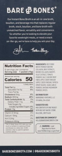 Bare Bones Beef Bone Broth Instant Beverage Mix Perspective: back