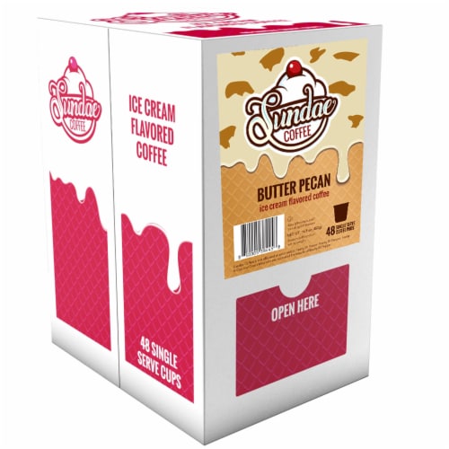 Sundae Ice Cream Flavored Coffee Pods, Butter Pecan, 48 Count Perspective: back